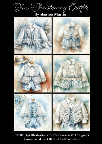 x6 Baby Boys Christening  - Illustrations for Cardmakers & Designers  