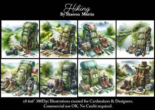 x8 Hiking  - Illustrations for Cardmakers & Designers  