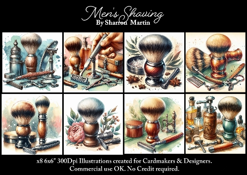 x8 Mens Shaving  - Illustrations for Cardmakers & Designers  