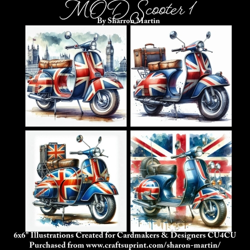x4 MOD Scooter 1 - Illustrations for Cardmakers & Designers  