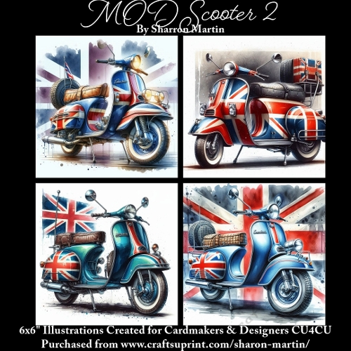 x4 MOD Scooter 2 - Illustrations for Cardmakers & Designers  