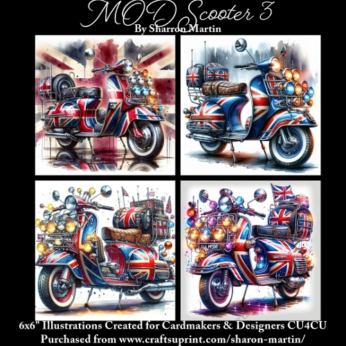 x4 MOD Scooter 3 - Illustrations for Cardmakers & Designers  