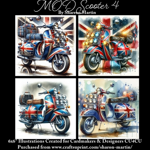 x4 MOD Scooter 4 - Illustrations for Cardmakers & Designers  