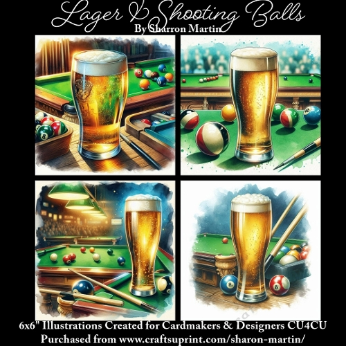x4 Lager & shooting balls - Illustrations for Cardmakers & Designers  