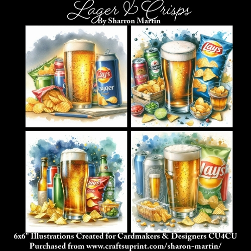 x4 Lager & Crisps 1 - Illustrations for Cardmakers & Designers  
