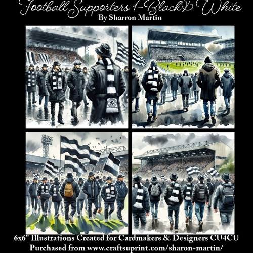x4 Football Supporters 1 (Blk&White) - Illustrations for Cardmakers & Designers  