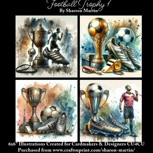 x4 Football Trophy 1 - Illustrations for Cardmakers & Designers  