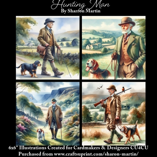 x4 Hunting Men - Illustrations for Cardmakers & Designers  