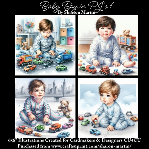 x4 Baby Boy in Pjs 1 - Illustrations for Cardmakers & Designers  