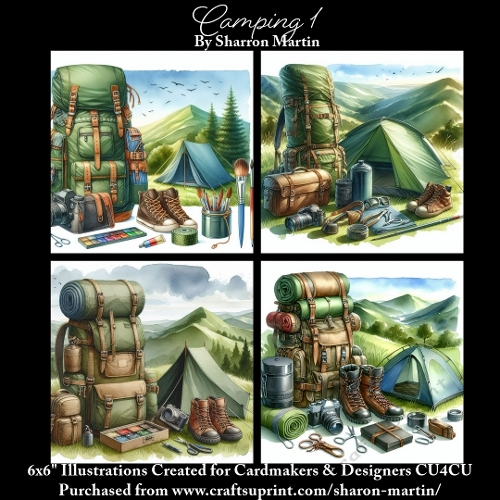 x4 Camping 1  - Illustrations for Cardmakers & Designers  