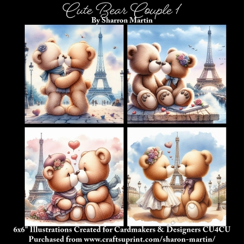 x4 Cute Couple Bears 1  - Illustrations for Cardmakers & Designers  
