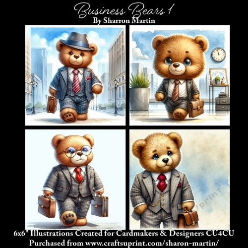x4 Business Bears 1  - Illustrations for Cardmakers & Designers  