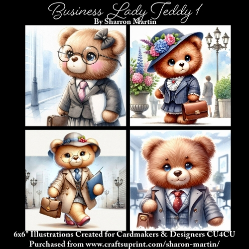 x4 Business Lady Teddy - Illustrations for Cardmakers & Designers  