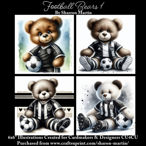x4 Football Bears 1 - Illustrations for Cardmakers & Designers  