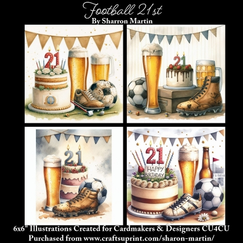 x4 Football 21st - Illustrations for Cardmakers & Designers  