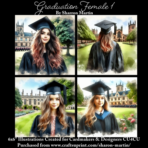 x4 Graduation Female 1 - Illustrations for Cardmakers & Designers  