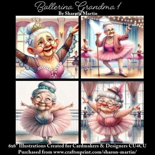 x4 Ballerina Grandma 1 - Illustrations for Cardmakers & Designers  