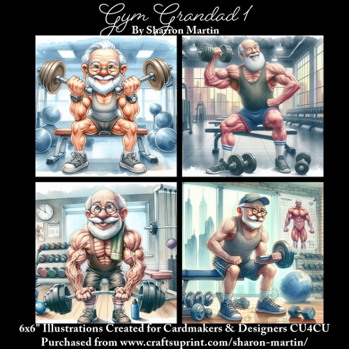 x4 Gym Grandad1 - Illustrations for Cardmakers & Designers  