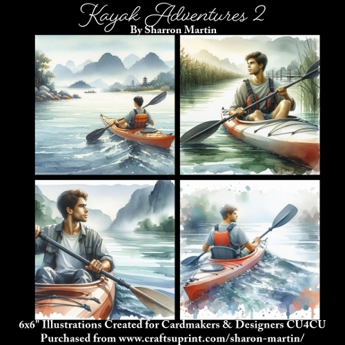 x4 Kayak Adventures 2 - Illustrations for Cardmakers & Designers  