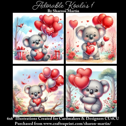 x4 Adorable Koalas 1 - Illustrations for Cardmakers & Designers  