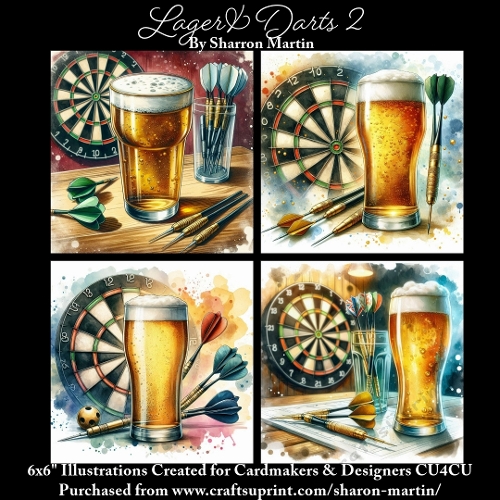 x4 Lager & Darts 2 - Illustrations for Cardmakers & Designers  