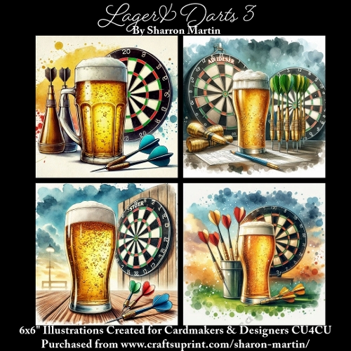 x4 Lager & Darts 3 - Illustrations for Cardmakers & Designers  