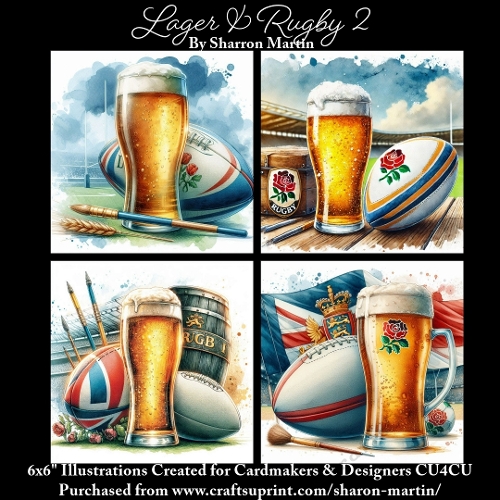 x4 Lager & Rugby 2 - Illustrations for Cardmakers & Designers  