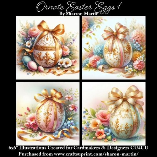 6x6 Ornate Easter Eggs 1 - Illustrations for Cardmakers & Designers  