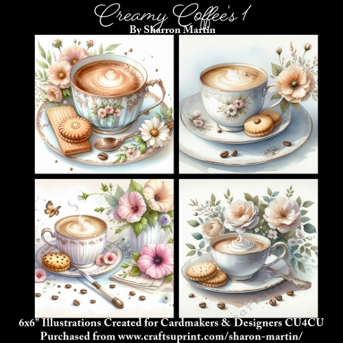 6x6 Creamy Coffee 1 - Illustrations for Cardmakers & Designers  