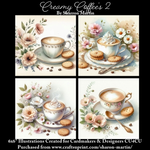6x6 Creamy Coffee 2 - Illustrations for Cardmakers & Designers  