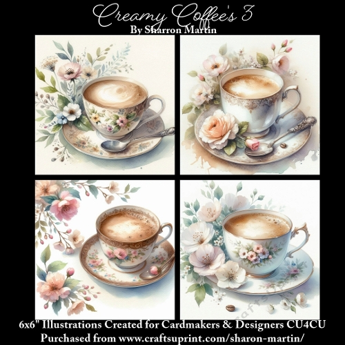 6x6 Creamy Coffee 3 - Illustrations for Cardmakers & Designers  