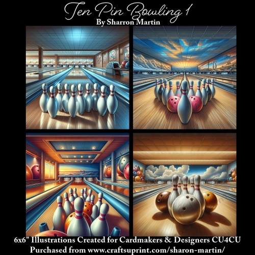 6x6 TEN PIN BOWLING 1 - Illustrations for Cardmakers & Designers  