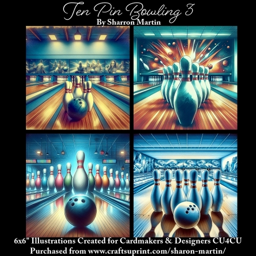 6x6 TEN PIN BOWLING 3 - Illustrations for Cardmakers & Designers  