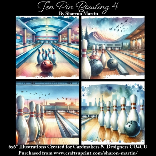 6x6 TEN PIN BOWLING 4 - Illustrations for Cardmakers & Designers  