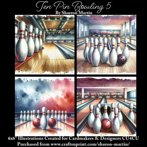6x6 TEN PIN BOWLING 5 - Illustrations for Cardmakers & Designers  