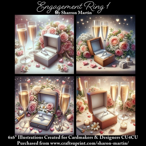 6x6 Engagement Ring 1 - Illustrations for Cardmakers & Designers  
