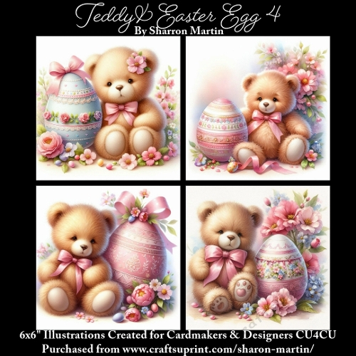 6x6 Teddy & Easter Egg 4 - Illustrations for Cardmakers & Designers  