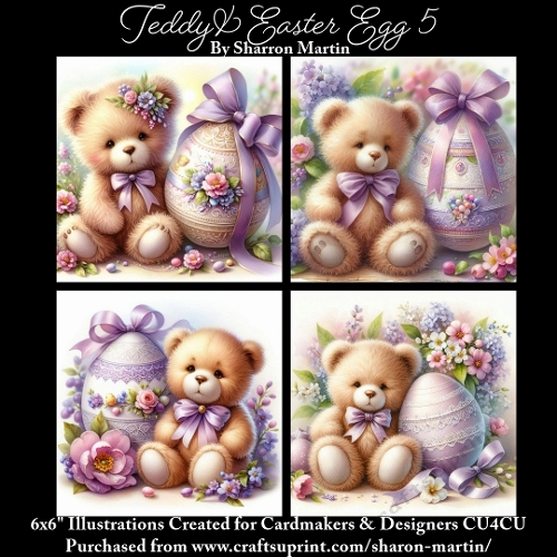 6x6 Teddy & Easter Egg 5 - Illustrations for Cardmakers & Designers  