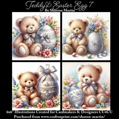 6x6 Teddy & Easter Egg 7 - Illustrations for Cardmakers & Designers  