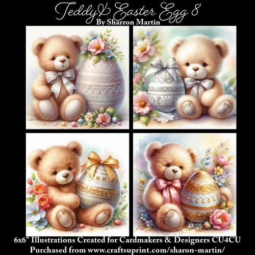 6x6 Teddy & Easter Egg 8 - Illustrations for Cardmakers & Designers  