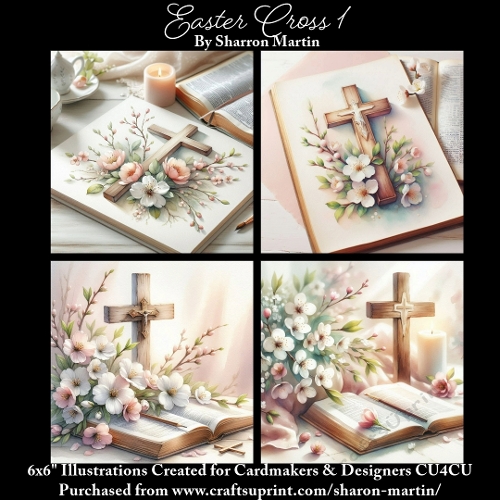 6x6 Easter Cross 1 - Illustrations for Cardmakers & Designers  