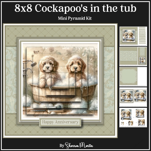 8x8 Cockapoos in the tub Mini Pyramid Kit - x5 A4 Sheets  