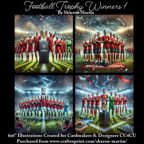 6x6 Football Winners Trophy 1 (Red) - Illustrations for Cardmakers & Designers  