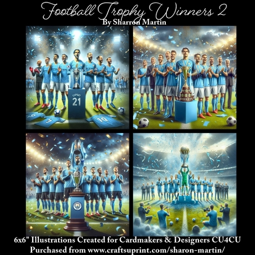 6x6 Football Winners Trophy 2(Blue) - Illustrations for Cardmakers & Designers  