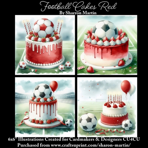 6x6 Football Cake Red - Illustrations for Cardmakers & Designers  