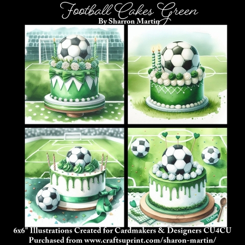6x6 Football Cake Green - Illustrations for Cardmakers & Designers  