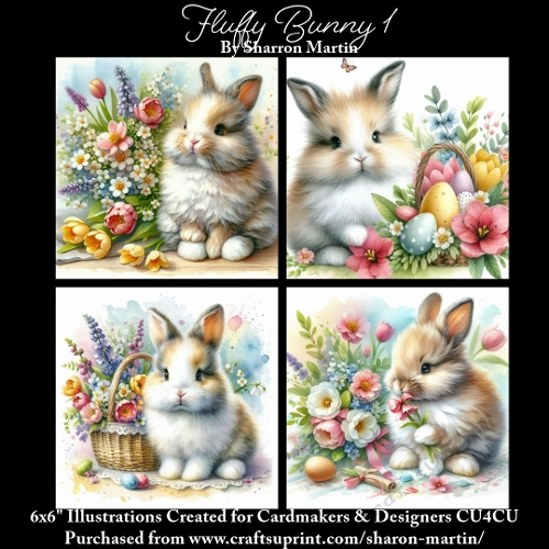 6x6 Fluffy Bunny 1 - Illustrations for Cardmakers & Designers