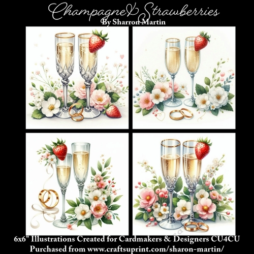 6x6 Champagne & Strawberries - Illustrations for Cardmakers & Designers