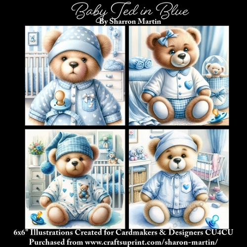 6x6 Baby Ted in Blue - Illustrations for Cardmakers & Designers