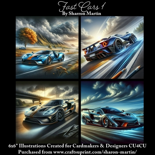 6x6 Fast Cars - Illustrations for Cardmakers & Designers